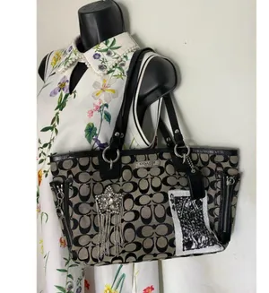 Coach Black Tote Bag Customized W/ embellishments thumbnail 8