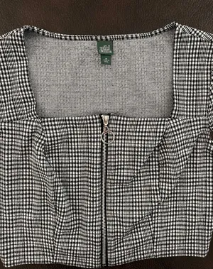 Wild Fable Plaid Zip Front 90s Crop Top thumbnail 2
