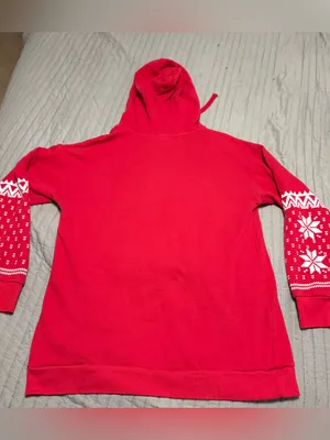 Coca-Cola Ugly Christmas Hoodie Snowflake Bottle Graphic Red Large Pullover thumbnail 2