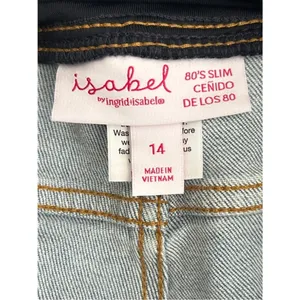 Isabel 80s Size 14 Maternity Distressed Denim Jeans with Black Belly Panel thumbnail 4