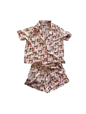Bouffants & Broken Hearts Pajama Set Womens Small Pink Cheetah in Heels thumbnail 3