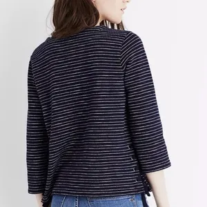 Madewell Striped Side-Lace Deep Navy and White Long sleeve Top thumbnail 5