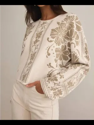 O Z Supply Beige Cream Patterned Sweater Xs thumbnail 1