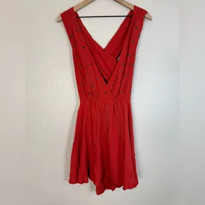 For Love & Lemons Little Lover Studded Plunge V Neck Mini Dress Red Small $250 thumbnail 2