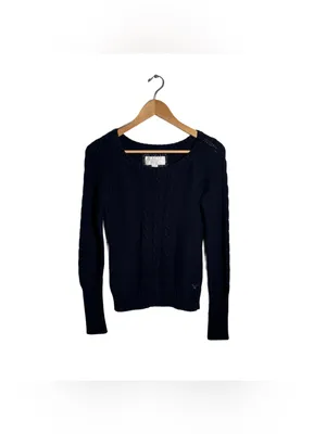 Y2K American Eagle Sweater Women's Medium Blue Knit Crewneck Vintage Coquette thumbnail 3