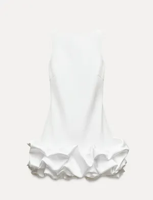 Zara dress mini white fitted bodycon with ruffled skirt party evening wedding thumbnail 20