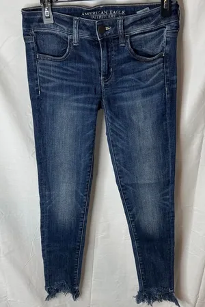 American Eagle Outfitters Women's Dark Blue Ankle Jeans thumbnail 1