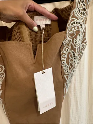 Ciebon Tan Lace-Trim Tank Top thumbnail 6
