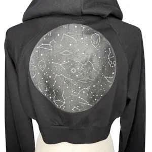 Cyberdog London Hoodie L Cropped Snake‎ Moon Alien Constellation Cyber Goth Rave thumbnail 7