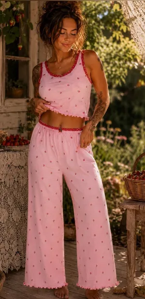 NWT Strawberry Boho Shabby Chic Strawberry Lounge Set thumbnail 1