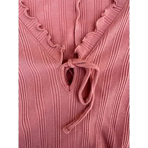 Intimately Free People Fall For You Pink Ruffle Stretch Long Sleeve Shirt Medium thumbnail 3
