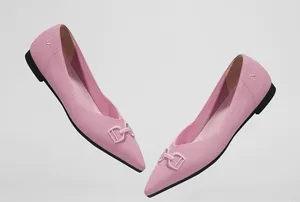 VIVAIA Pointed-Toe Flats Ena 2.0 Pink Embroidered Horsebit Size EU 37, US 6.5 thumbnail 1