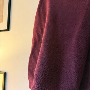 Free People Oversized Ribbed Turtleneck Sweater in Burgundy thumbnail 3