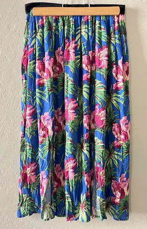 Topshop Tropical Floral Midi Skirt thumbnail 1