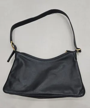 Zara 90's Vintage- Look Black Real Leather Shoulder Bag thumbnail 1