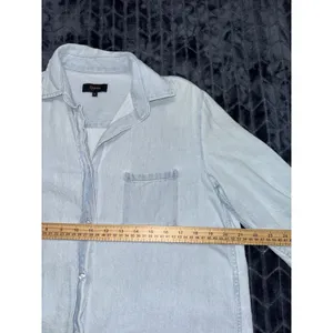 Quince Women's Chambray Shirt Dress Blue Cotton Button Up Mini Tunic Denim Sz S thumbnail 7