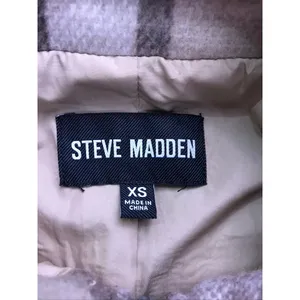 Steve Madden Shacket Jacket Women XS Brown Plaid Wool Blend Oversized Coat thumbnail 3