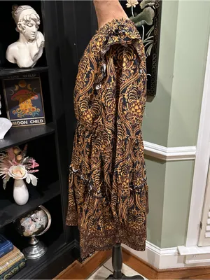 Anthropologie A Loves A Damask Print Voile Ruffle Dress – Size XL thumbnail 5