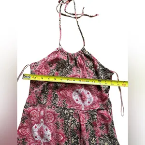 Free‎ People Red and Black Pleated Linen Blend Sundress thumbnail 6