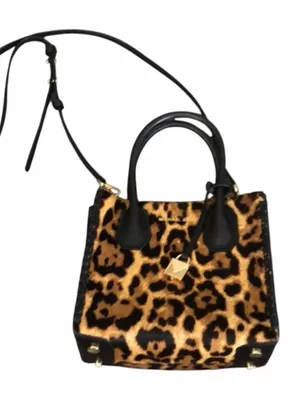 Michael Kors Mercer Leopard Calf Hair Crossbody Tote Handle Bag w/ Strap thumbnail 1