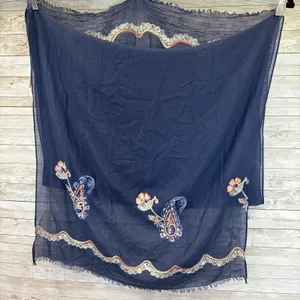 NWT Stitch Fix Accessory Collective Amery Scarf Navy Embroidered Paisley Boho thumbnail 1
