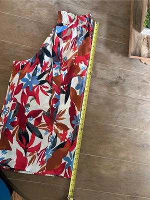 Wide-Leg Palazzo Pants in Red & Blue Floral, size L thumbnail 6