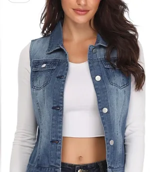 En Jean Stylish Blue Denim Vest Size M thumbnail 1