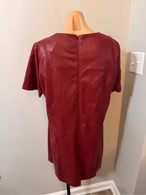 MSK Faux Leather Shift Dress Burgundy Red Large thumbnail 4