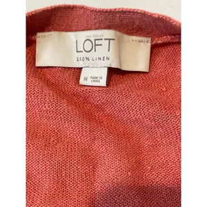 Loft Size M 100% Linen Long Cardigan Neutral Clay Orange thumbnail 5