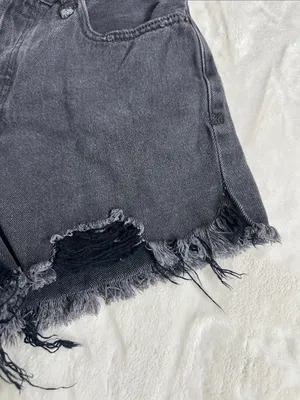 We the Free Washed Black Denim Frayed Hem Shorts thumbnail 4