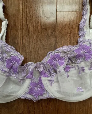 Y2k vintage embroidered lavender victoria’s secret balconette mesh bra thumbnail 3