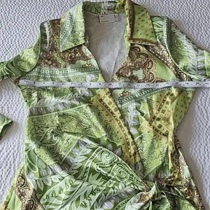 ASOS DESIGN -1014 heavy‎ satin wrap knot front romper green paisley size 4 thumbnail 12