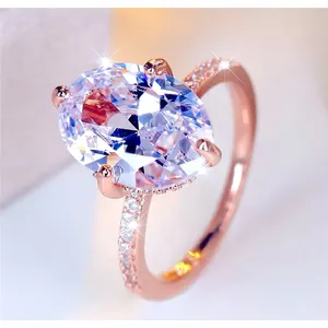 NEW‎ Women's 6Ct Yellow Gold Plated Silver Oval Simulated Diamond Ring thumbnail 10