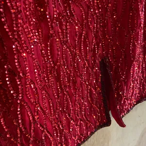 Vintage Stenay 80s Red Silk Beaded Sequined Formal Cocktail Dress Sz L thumbnail 3