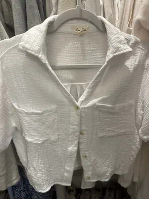 Linen crop top White thumbnail 2