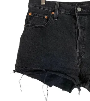 Levis 501 High Waist Cut Off Jean Shorts Size 29 Black thumbnail 3