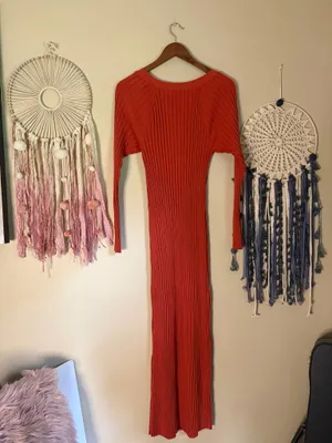 Free People Beach Walk About Knit Ribbed Maxi Dress Size Small thumbnail 4