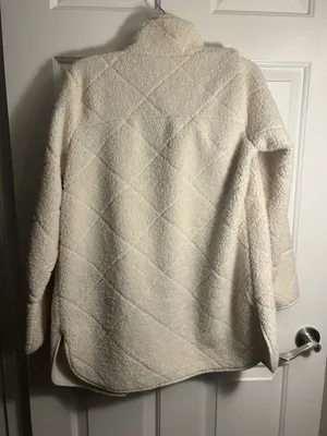 St. John's Bay Cream Quilted Faux Shearling Fleece Jacket Size S thumbnail 5