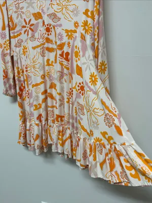 Label of Love Beachy Orange & White Mini Dress or Cover Up size L thumbnail 5