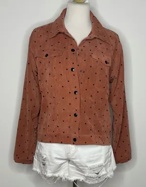 Blush- Brown Corduroy Jacket with Black Stars thumbnail 1