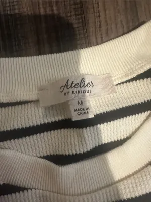 Women’s Cream & Black Striped Short Sleeve Top thumbnail 3