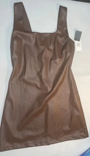 Chocolate Brown And Now This faux leather mini dress size Med, style MR10133GSPU thumbnail 1