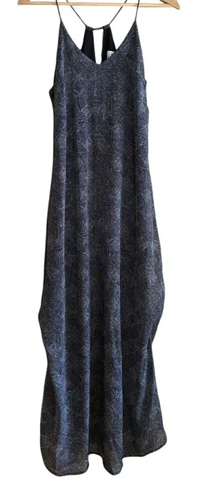 Old Navy halter neck black white polka dotted maxi summer dress women's size XS thumbnail 1