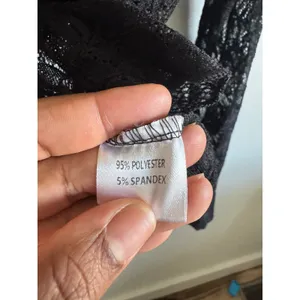 Black Lace Tie Front Crop Top M Sheer Y2K Goth Fairy Grunge‎ Long Sleeve Stretch thumbnail 4
