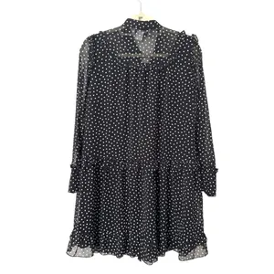 SAINTART Polka Dot Button‎ Down Dress Sz Small Black thumbnail 3
