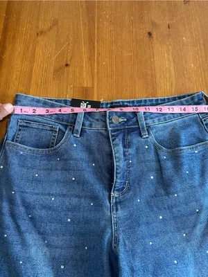 Express Blue Wide-Leg Jeans with Studded Detail thumbnail 4