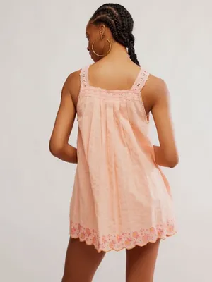 Free People Latecia Embroidered Cotton Mini Dress in Spring Melon XL thumbnail 6