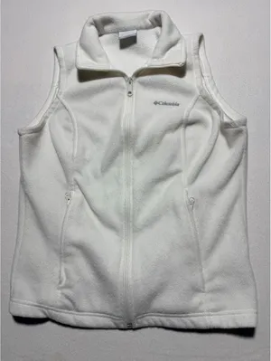 Columbia Sportswear M White Ivory Full Zip Fleece Vest Zippered Pockets thumbnail 1