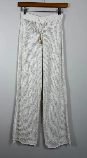 Abercrombie & Fitch XXS Cream Crochet Knit Wide Leg Beach Pants thumbnail 1