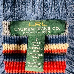 Ralph Lauren Jeans Southwestern Striped Cardigan Sweater Open Front Knit Blue S‎ thumbnail 3